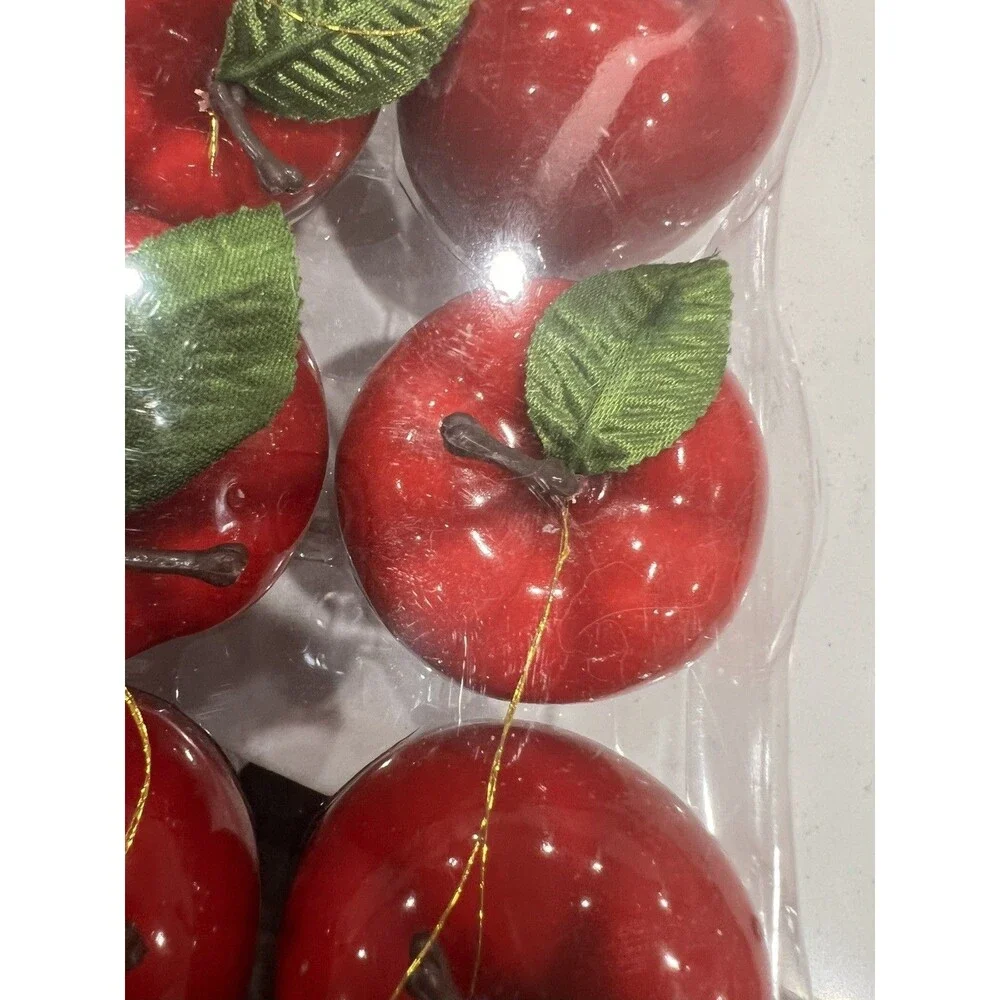 Vintage Lot 12 Hanging Christmas Apples Ornaments (New Sealed) Red Holiday
